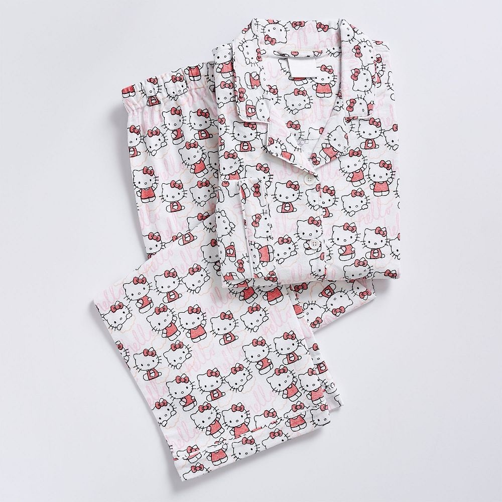Hello Kitty Organic Flannel Pajama Set Pottery Barn Teen - Picture 2 of 16